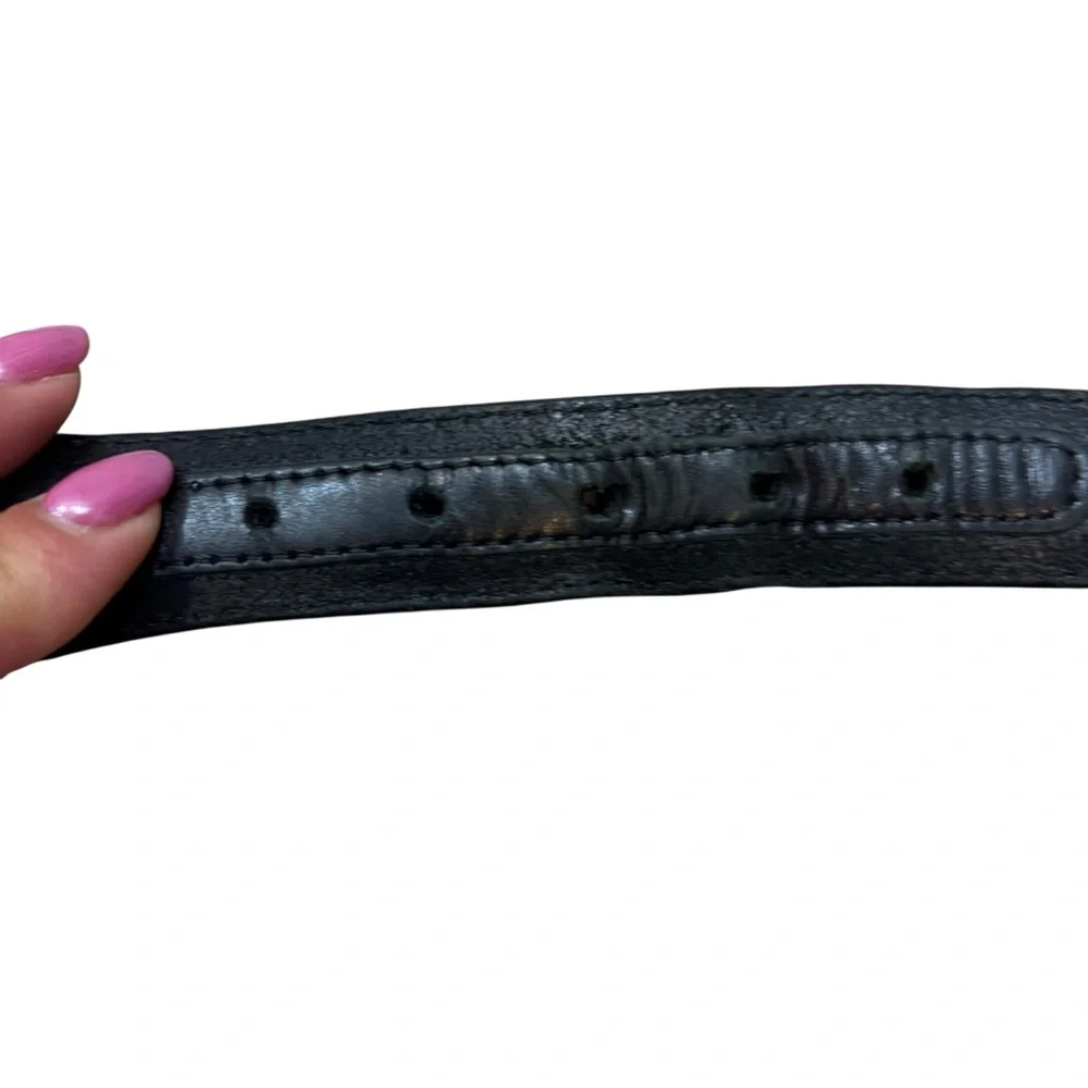Vintage 1993 Onyx by Brighton Black Leather and Silver Belt Size‎ 38